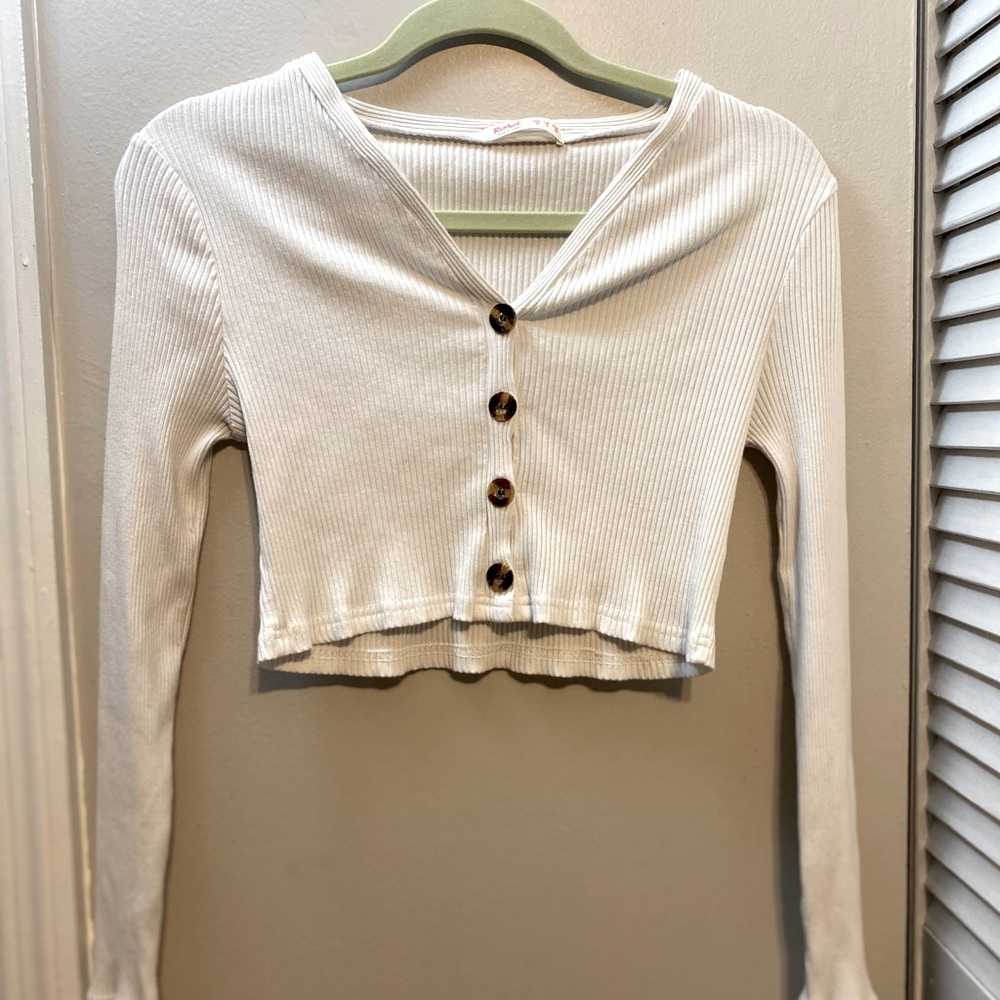 ROMWE Longsleeve Ribbed Crop Top